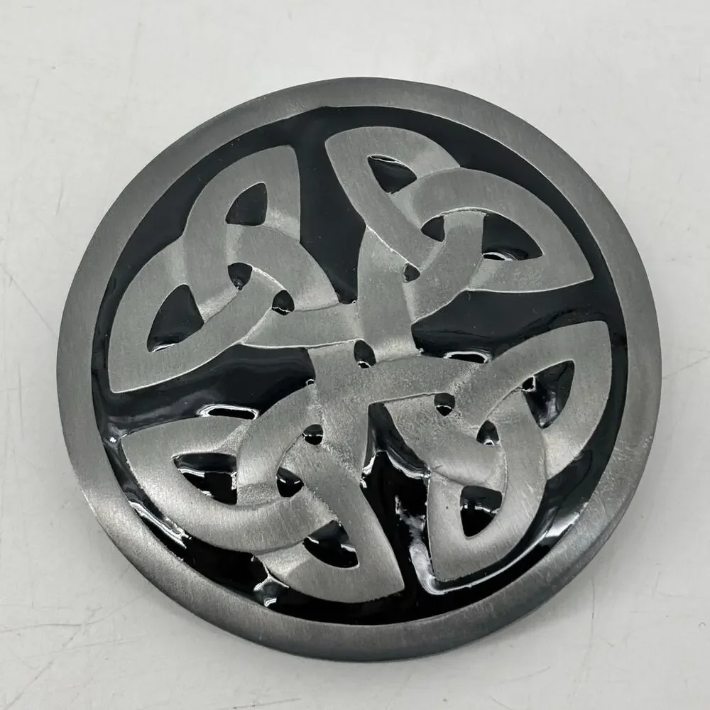 Belt Buckle Celtic Pewter Enamel Round Knot Great American Y2K